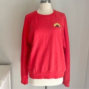 O’Neill Cotton Crew Neck Distressed Ribbed Hem Sunflower Pullover Fleece, L